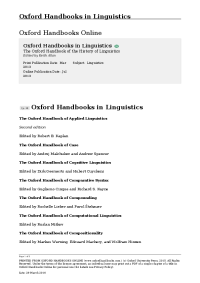 Image of Oxford Handbooks in Linguistics